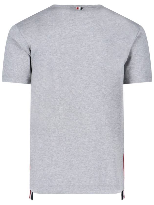 Men's Medium Weight Jersey Tipped Pocket Crewneck Short Sleeve T-Shirt Light Grey - THOM BROWNE - BALAAN 4