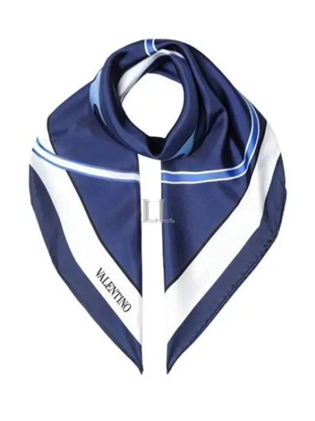 V Logo Silk Muffler Blue - VALENTINO - BALAAN 2