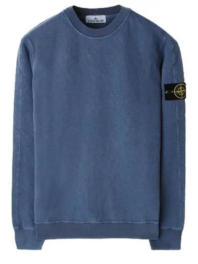 Logo Patch Crew Neck Sweatshirt Navy - STONE ISLAND - BALAAN 2