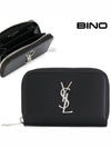 Monogram Zipper Silver Card Wallet Black - SAINT LAURENT - BALAAN 2