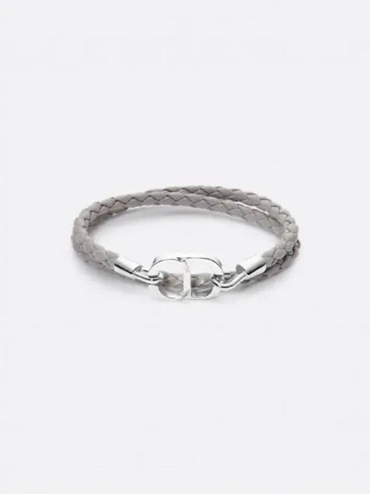 CD Icon Braided Leather Bracelet Grey - DIOR - BALAAN 2