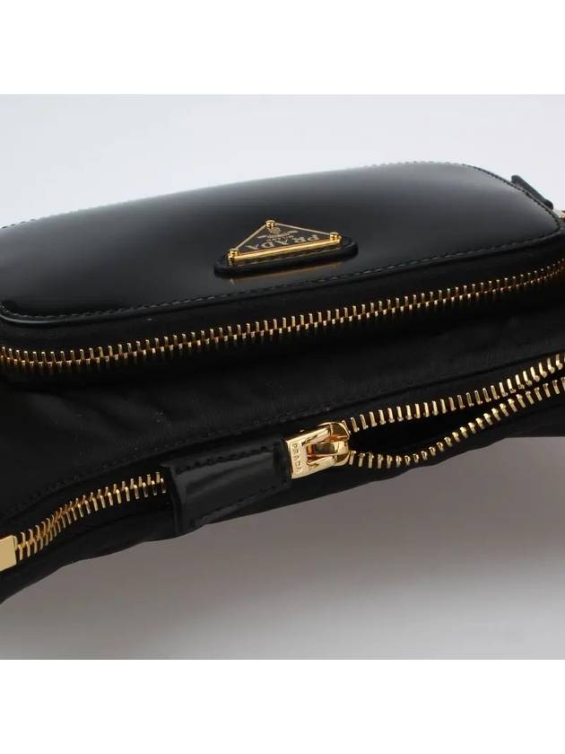 Re-Nylon Brushed Leather Mini Bag Black - PRADA - BALAAN 3