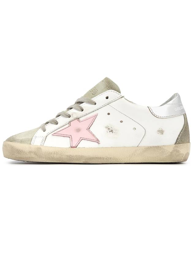 Women's Superstar Silver Heel Tab Pink Star Low Top Sneakers White - GOLDEN GOOSE - BALAAN 5