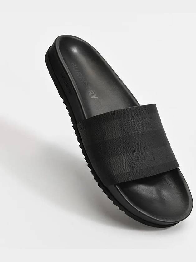 Check Slippers Black Gray - BURBERRY - BALAAN.