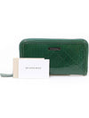 Burberry Green Patent Embossed Check Zip Around Long Wallet - BURBERRY - BALAAN 2