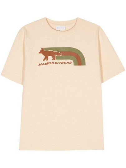 Men's Flash Fox Comfort Short Sleeve T-Shirt Beige - MAISON KITSUNE - BALAAN 2