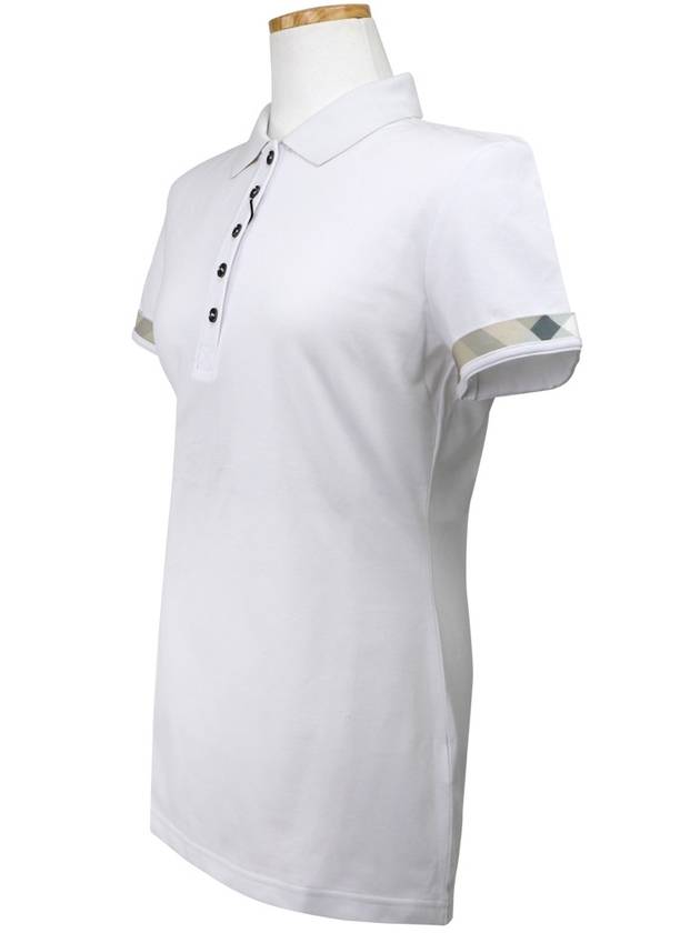 Women's Check Pattern Polo Shirt White - BURBERRY - BALAAN.