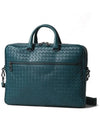 Intrecciato Calfskin Business Briefcases Turquoise - BOTTEGA VENETA - BALAAN 4