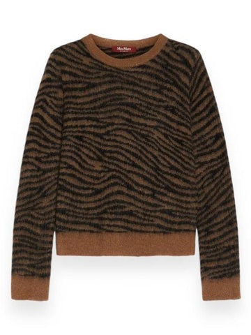 Abadan fitted mohair blend knit top camel - MAX MARA - BALAAN 1