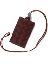 Intrecciato Woven Leather Burgundy Lanyard - BOTTEGA VENETA - BALAAN 3