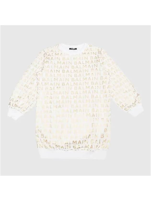 Kids Multi Logo Jersey Dress White Gold - BALMAIN - BALAAN 1