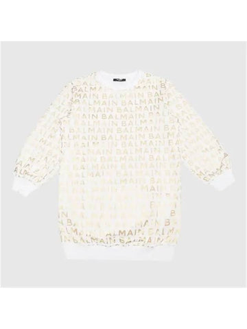 Kids Multi Logo Jersey Dress White Gold - BALMAIN - BALAAN 1