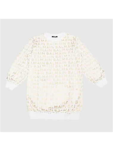 Kids Multi Logo Jersey Dress White Gold - BALMAIN - BALAAN 1