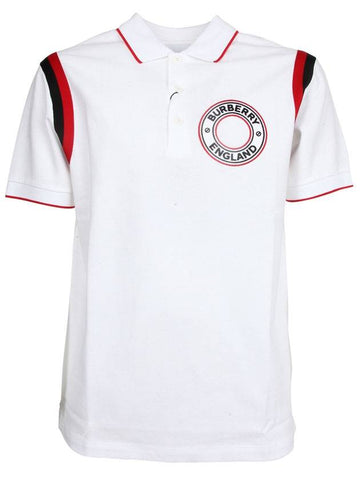 Logo Graphic Applique Cotton PK Shirt White - BURBERRY - BALAAN.