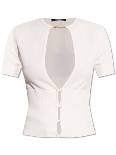 Jacquemus Top With Logo-shaped Appliqué, Women's, White - JACQUEMUS - BALAAN 1