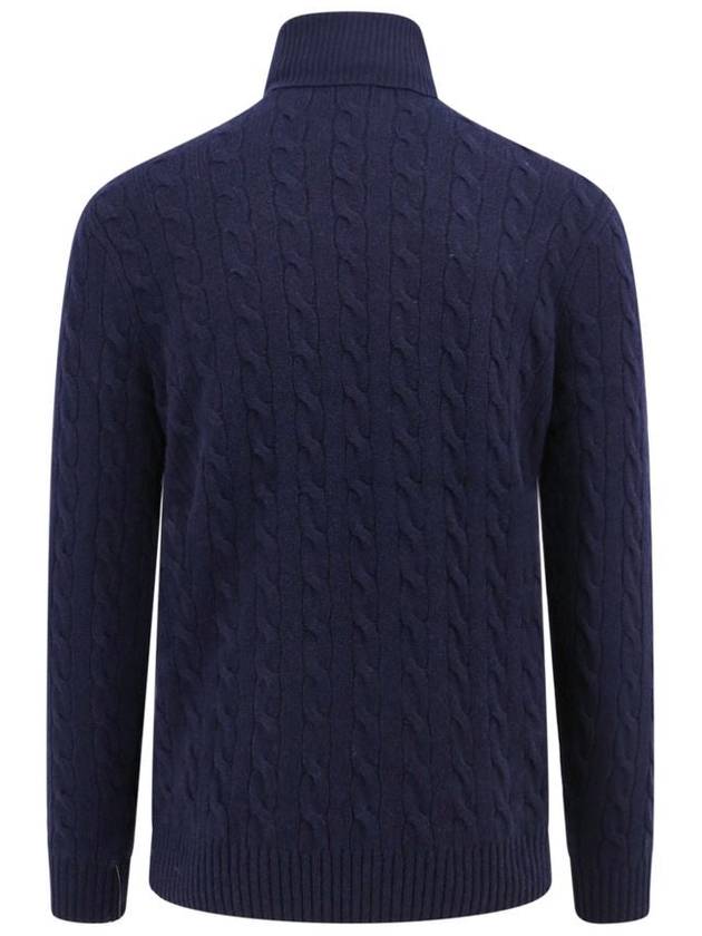 Embroidered Logo Cable Wool Turtleneck Navy - POLO RALPH LAUREN - BALAAN 3