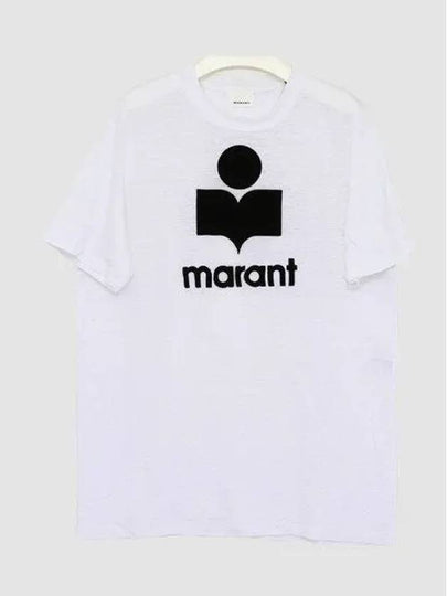 Karman Logo Print Linen Short Sleeve T-Shirt White - ISABEL MARANT - BALAAN 2