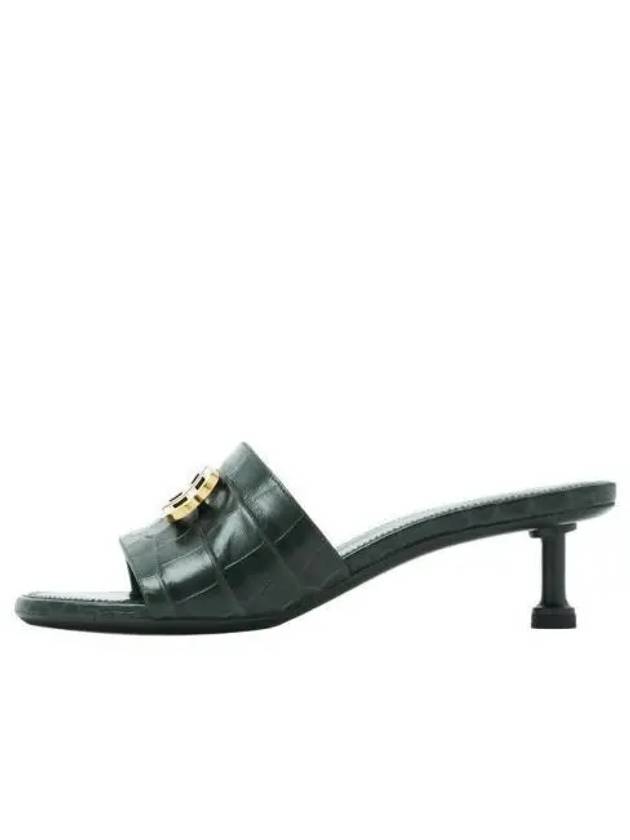 Crocodile Print Leather Groupie Sandal Heels Green - BALENCIAGA - BALAAN 2