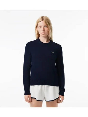 Women s cotton blend crew neck sweater navy - LACOSTE - BALAAN 1