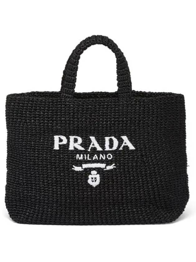 Crochet Logo Tote Bag Black - PRADA - BALAAN 3