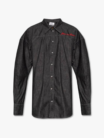 Football Denim Cotton Long Sleeve Shirt Black - VIVIENNE WESTWOOD - BALAAN 2