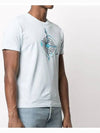 Marble One Logo Print Short Sleeve T-Shirt Sky Blue - STONE ISLAND - BALAAN 3