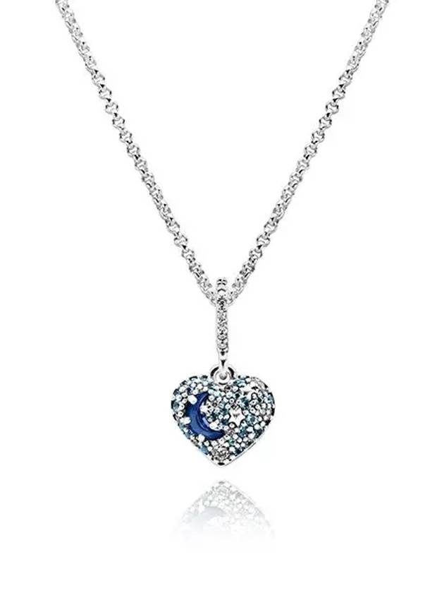 sparkling moon heart necklace silver - PANDORA - BALAAN 3