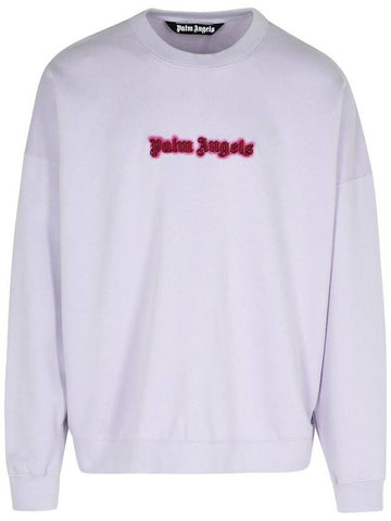 Palm Angels 'Neon' Lilac Cotton Sweatshirt - PALM ANGELS - BALAAN 1