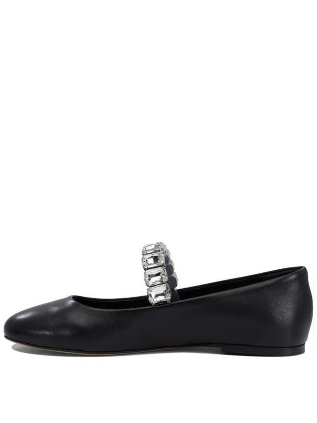 Black Ballet Shoes With Crystal Embellishments In Leather Woman - CASADEI - BALAAN 3