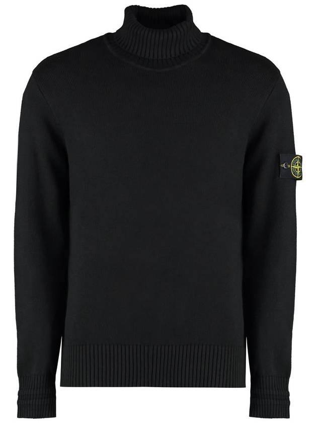 Logo Badge Turtleneck Sweatshirt Black - STONE ISLAND - BALAAN 2