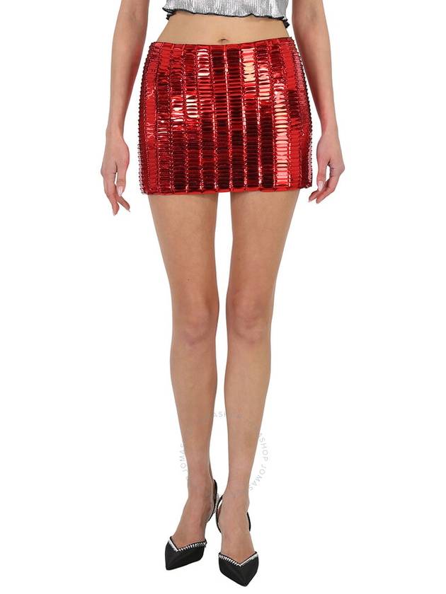 The Attico Ladies Red Rue Crystal-Embellished Mini Skirt, Brand Size 42 (US Size 8) - THE ATTICO - BALAAN 1