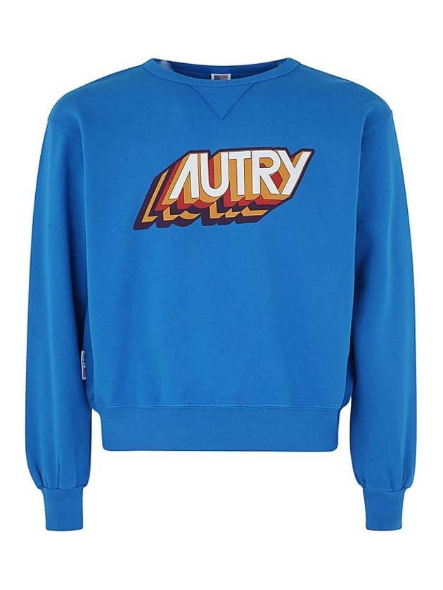 Aerobics Logo Print Cotton Sweatshirt Blue - AUTRY - BALAAN 2