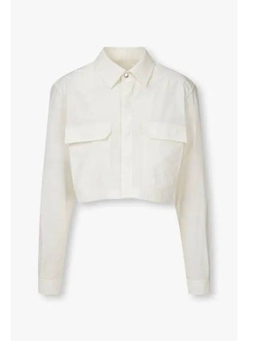 WOMEN Cropped Cotton Overshirt White - RICK OWENS - BALAAN 1