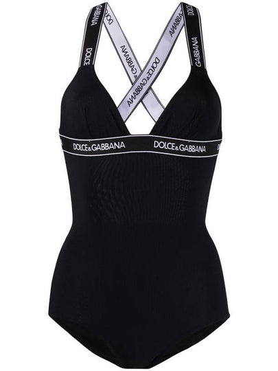 Women's Logo One Piece Swimsuit Black - DOLCE&GABBANA - BALAAN 2