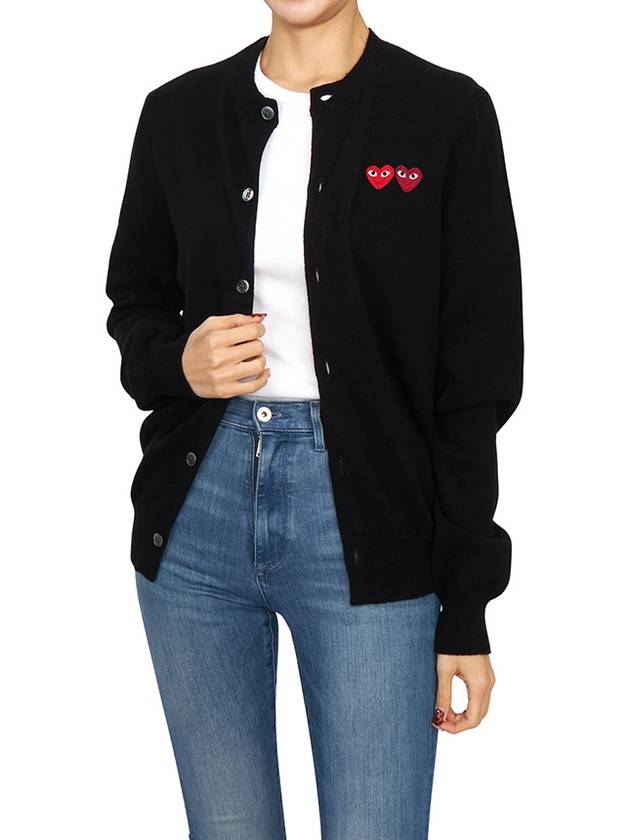 Double Heart Wappen Cardigan Black - COMME DES GARCONS PLAY - BALAAN 6