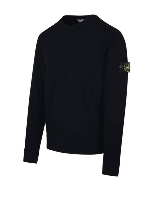 Compass Badge Crewneck Virgin Wool Knit Top Black - STONE ISLAND - BALAAN 3