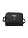 Saffiano Triangle Logo Black Cross Bag Black - PRADA - BALAAN 2