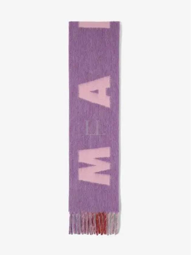 Logo Wool Mohair Blend Fringe Muffler Purple - MARNI - BALAAN 2