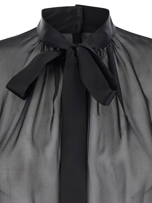 Black Blouse With Pussybow Neck In Silk Woman - DOLCE&GABBANA - BALAAN 3