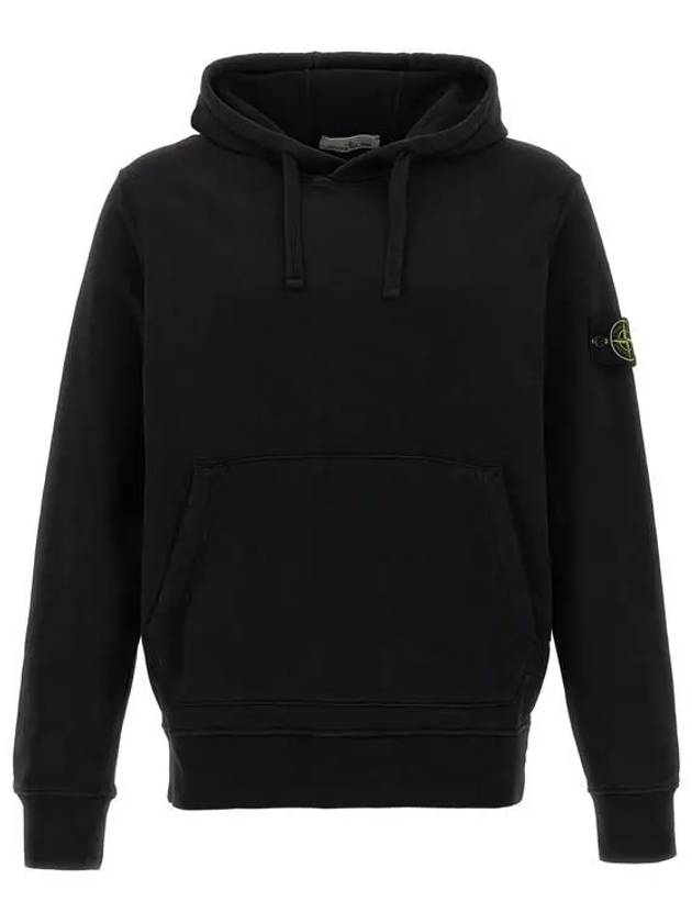 Tape For Print Brushed Cotton Fleece Hoodie Black - STONE ISLAND - BALAAN 2