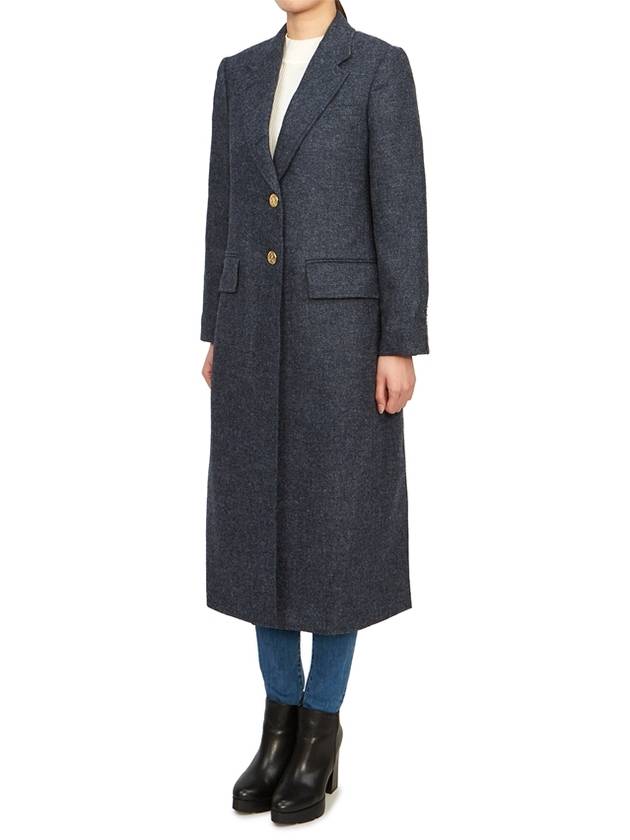 Solid Shetland Wide Lapel Single Coat Blue - THOM BROWNE - BALAAN 4