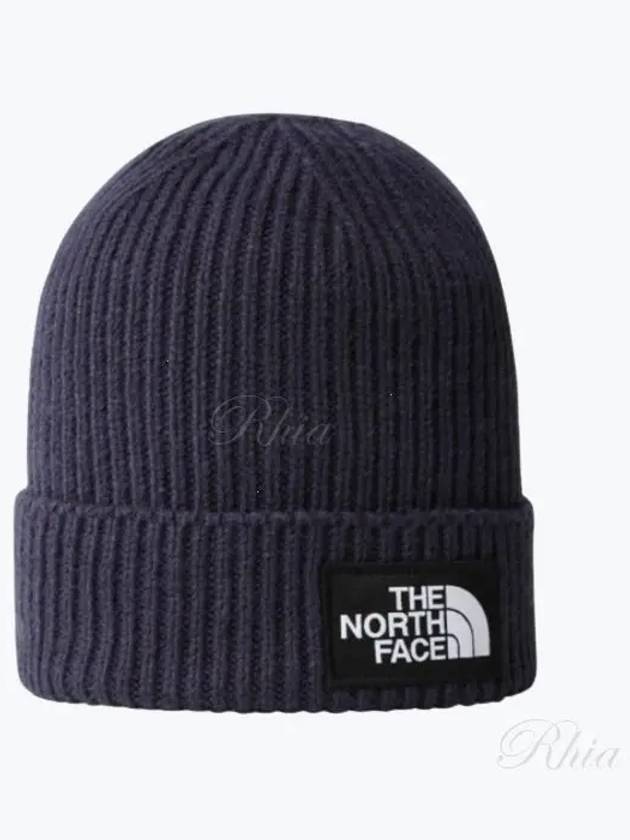 TNF Logo Box Cuffed Beanie Navy - THE NORTH FACE - BALAAN 2