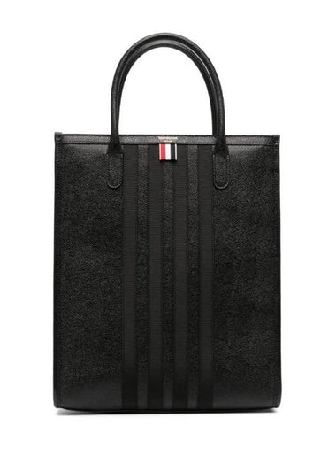 Pebble Grain 4 Bar Tote Bag Black - THOM BROWNE - BALAAN 1