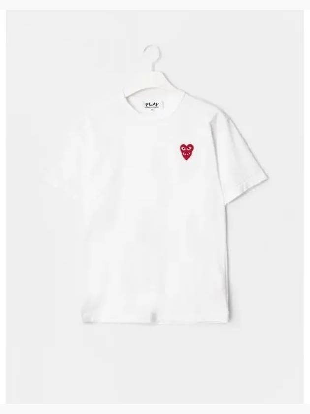 Men s Double Red Heart Waffen T Shirt White Domestic Product GM0022110910560 - COMME DES GARCONS PLAY - BALAAN 1