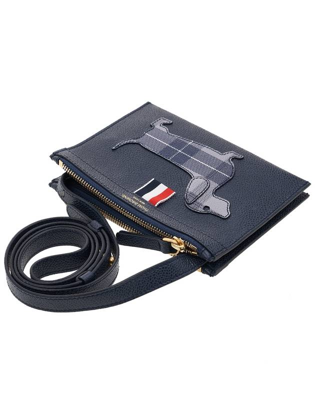 Document Holder Pebble Grain Hector Cross Bag Navy - THOM BROWNE - BALAAN 5