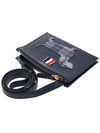 Document Holder Pebble Grain Hector Cross Bag Navy - THOM BROWNE - BALAAN 5