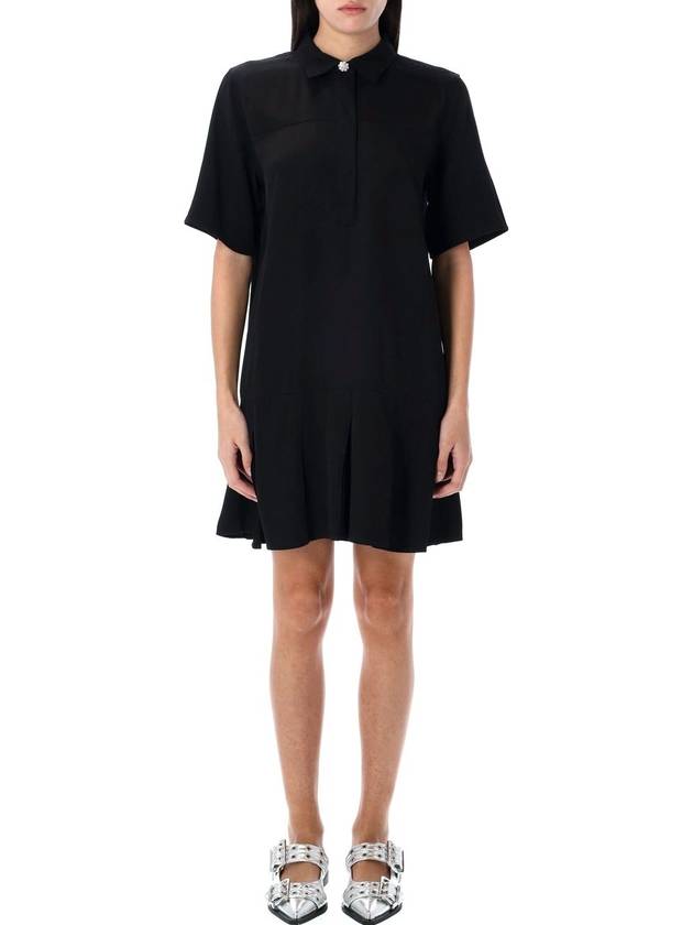 Viscose Twill Mini Dress - GANNI - BALAAN 1