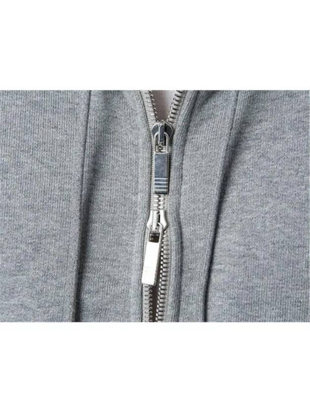 Center Back Stripe Cotton Zip Up Hoodie Light Grey - THOM BROWNE - BALAAN 5