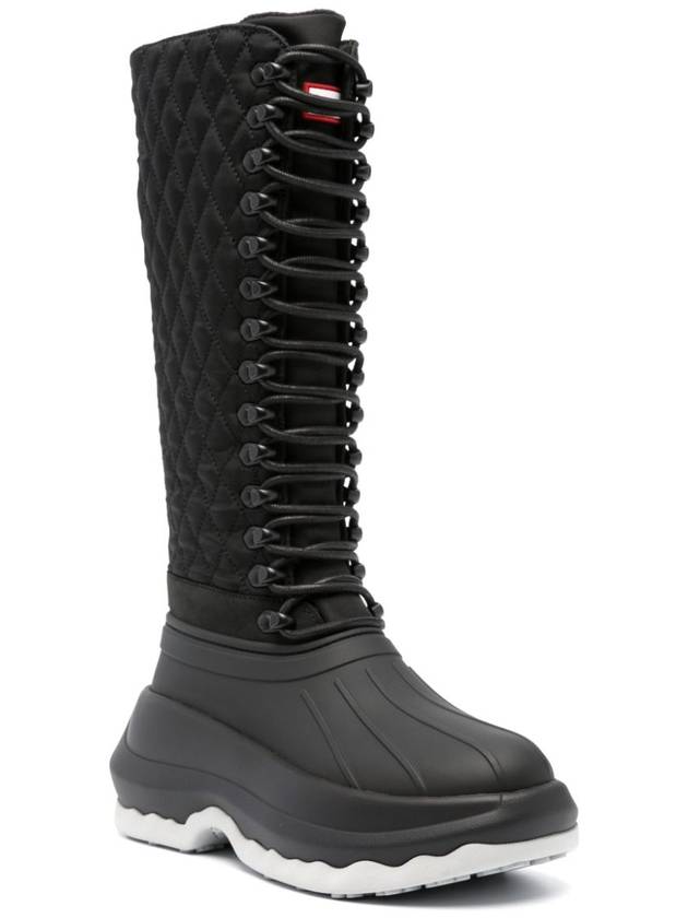 Hunter Quilted Lace Up Middle Boots Black - KENZO - BALAAN 3