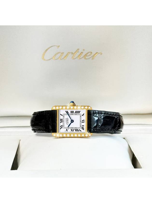 Must Tank Quartz White Roman Dial Diamond Crocodile Unisex Leather Watch - CARTIER - BALAAN 6